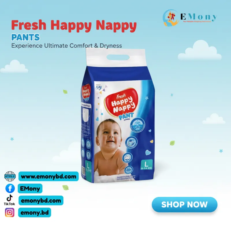 Fresh Happy Nappy Pant Diaper 9-14 KG (L Size) 5pcs Mini Pack