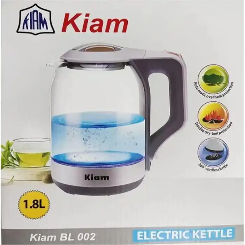 Kiam BL002 Electric Kettle Automatically Turns Off – Automatic Over Heat Protection (1.8 L)
